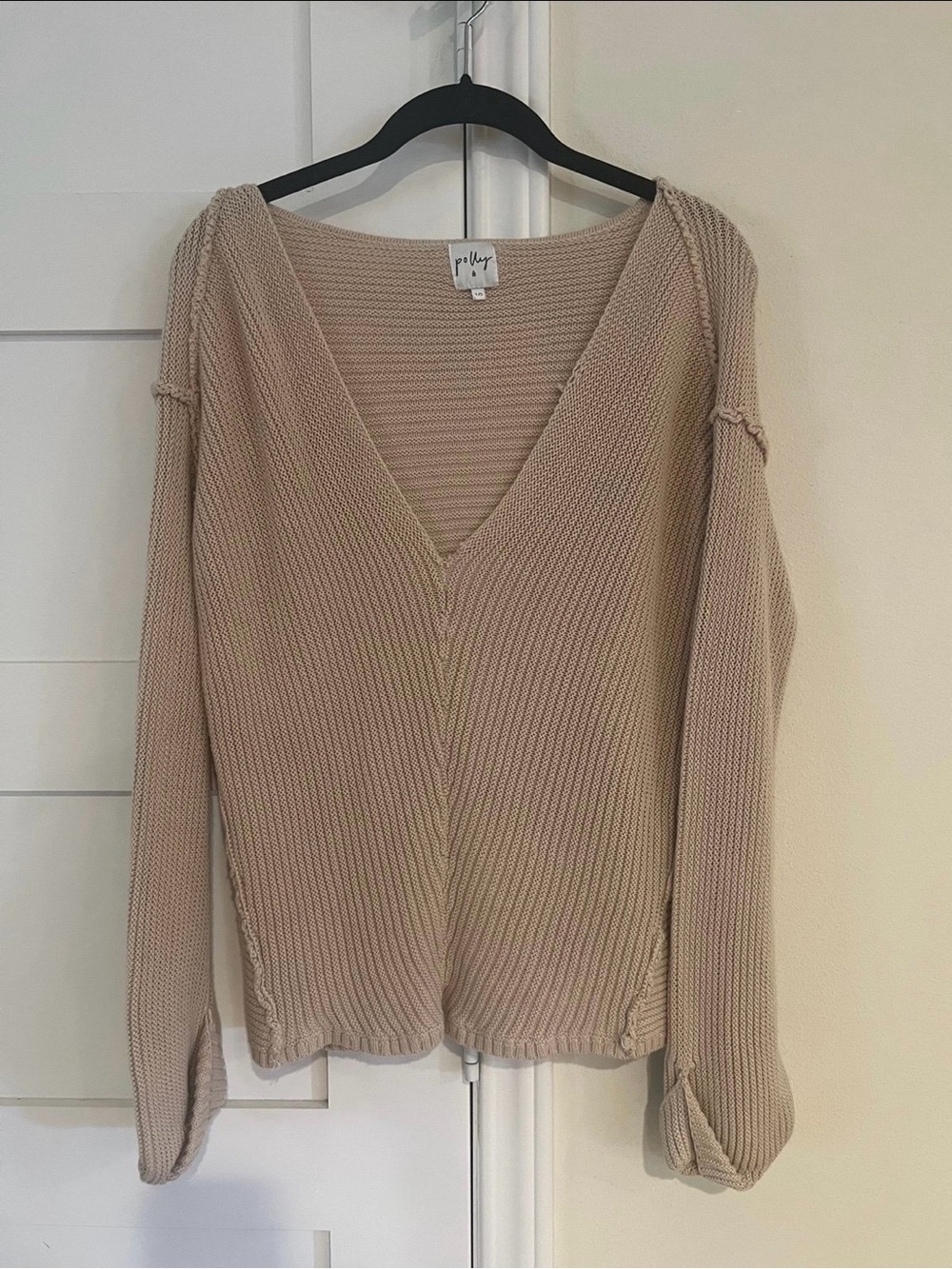 Polly Camel Brown V Neck Sweater Size 10 EUC